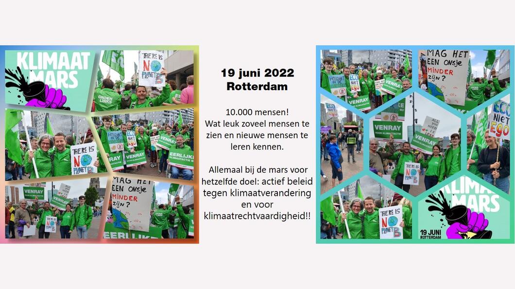 Compilatiefoto van GroenLinks Venray leden in Rotterdam 19 juni