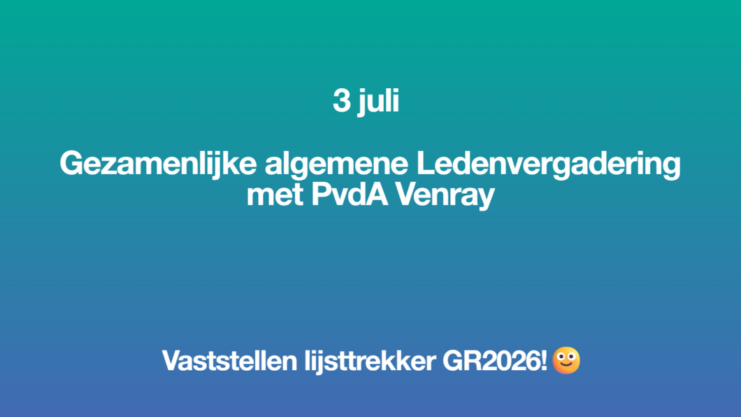 aankondiging ALV 3 juli