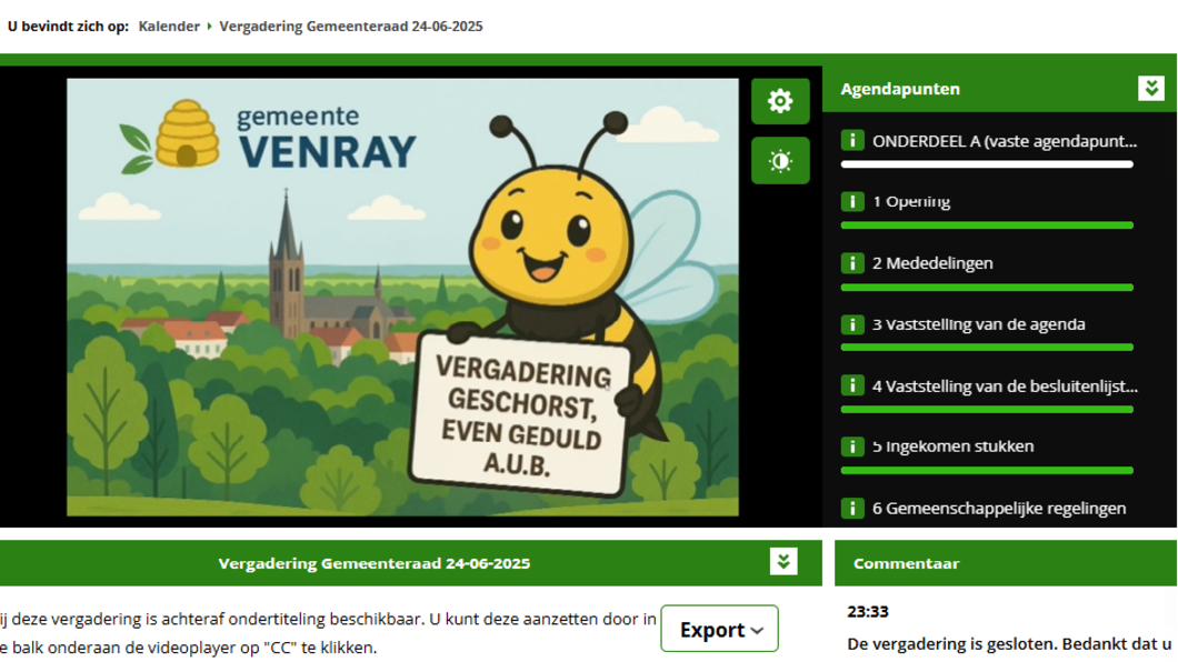 24 juni raadsvergadering schorsing foto