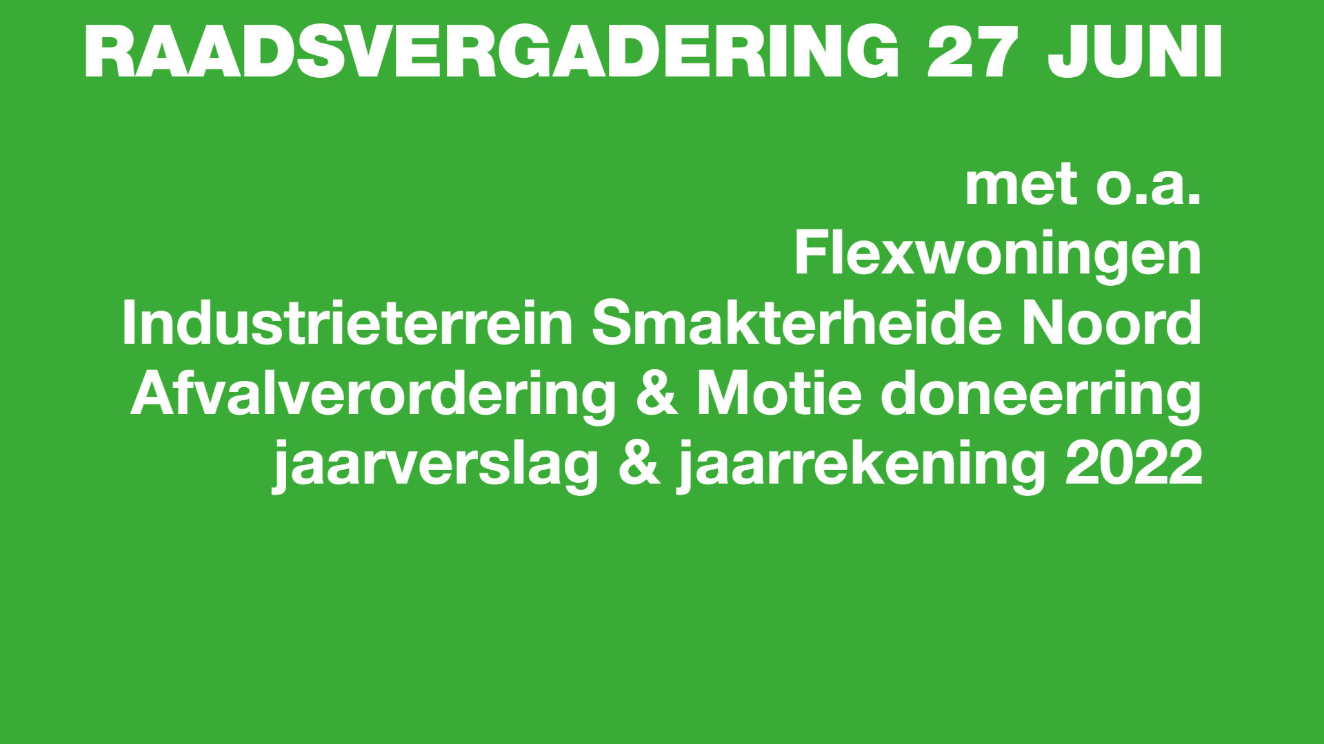 27 juni raadsvergadering