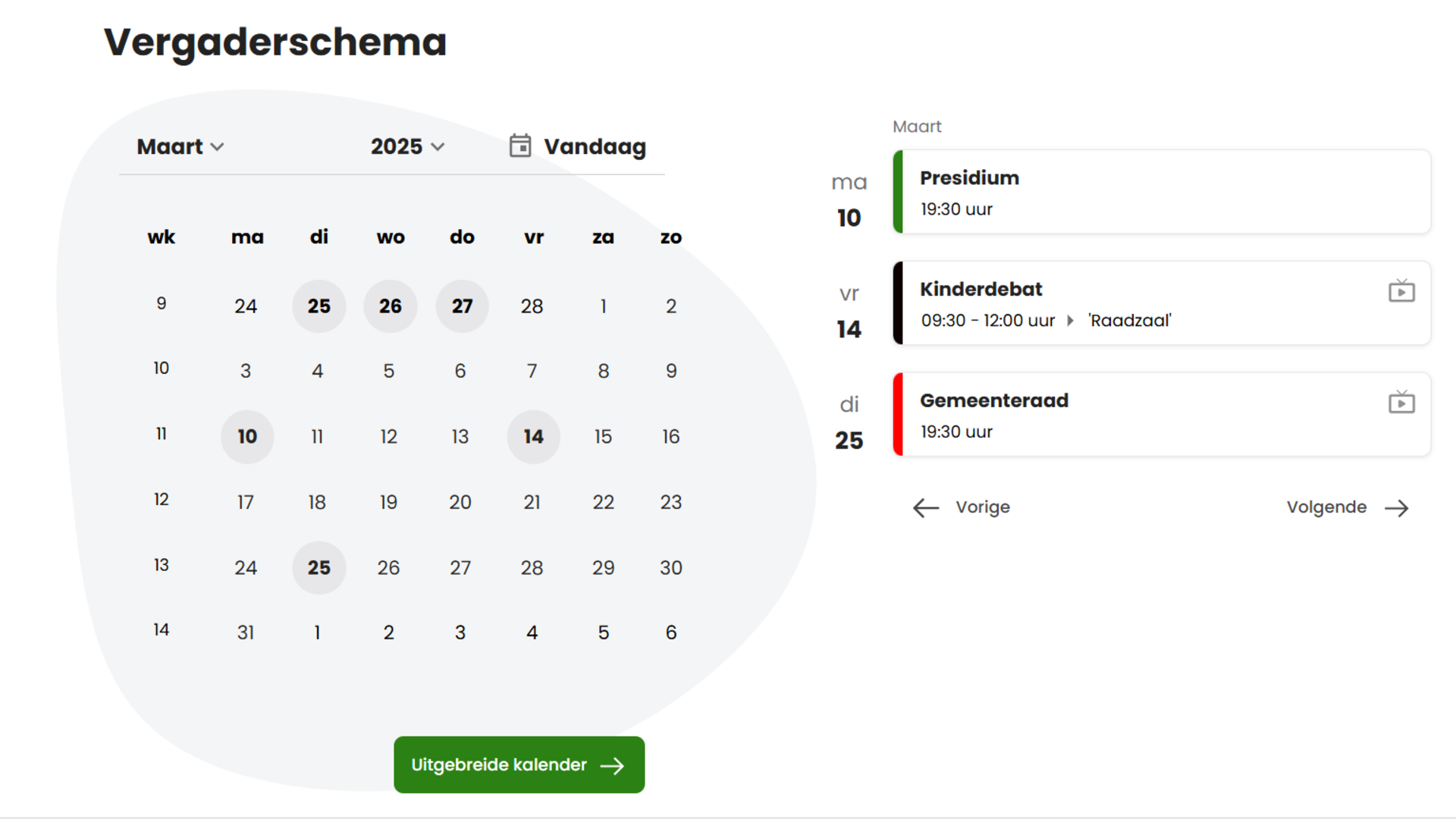 kalender maart 2025