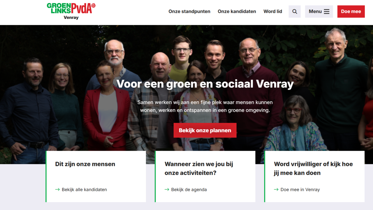 foto van voorpagina GroenLinks-PvdA Venray website